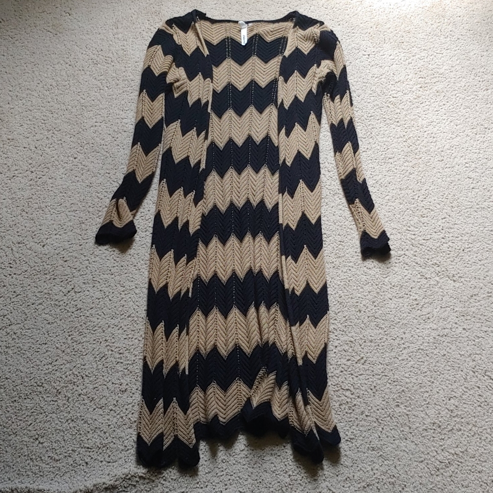 Herringbone extra long cardigan